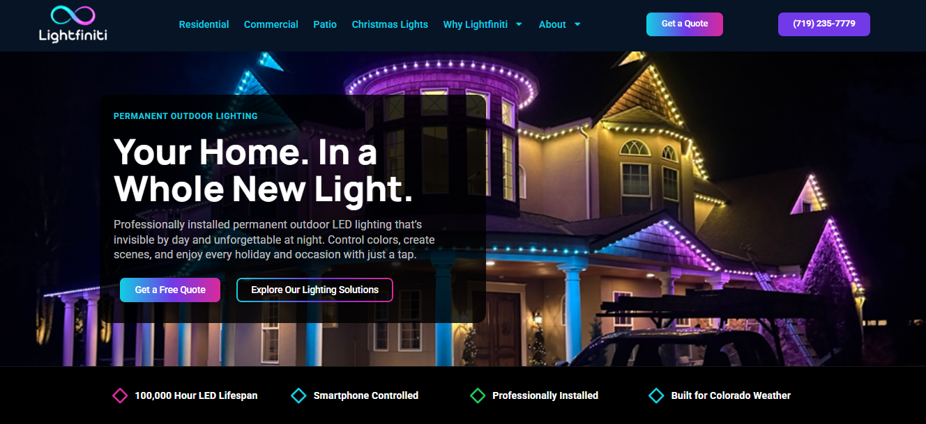 Lightfiniti website screenshot
