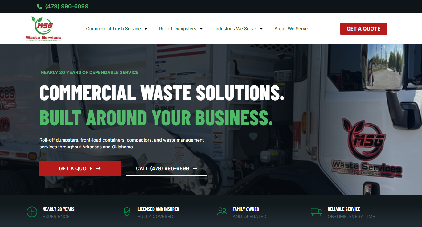 MSG Waste Services website screenshot