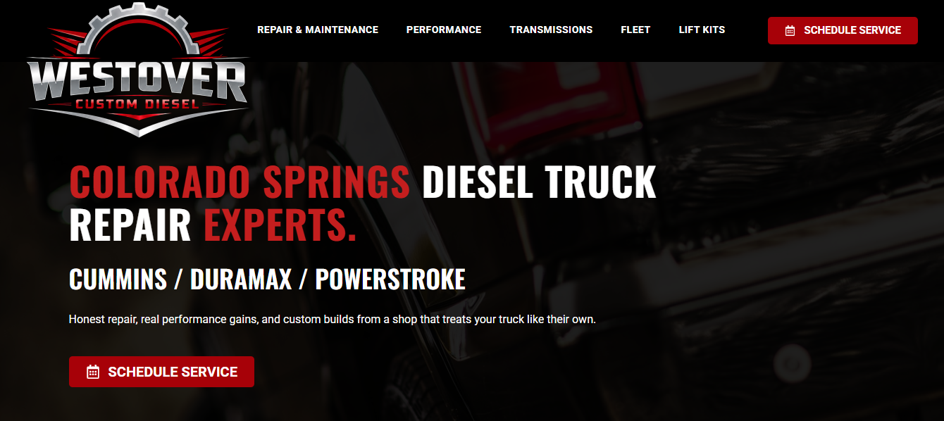 Westover Custom Diesel website screenshot